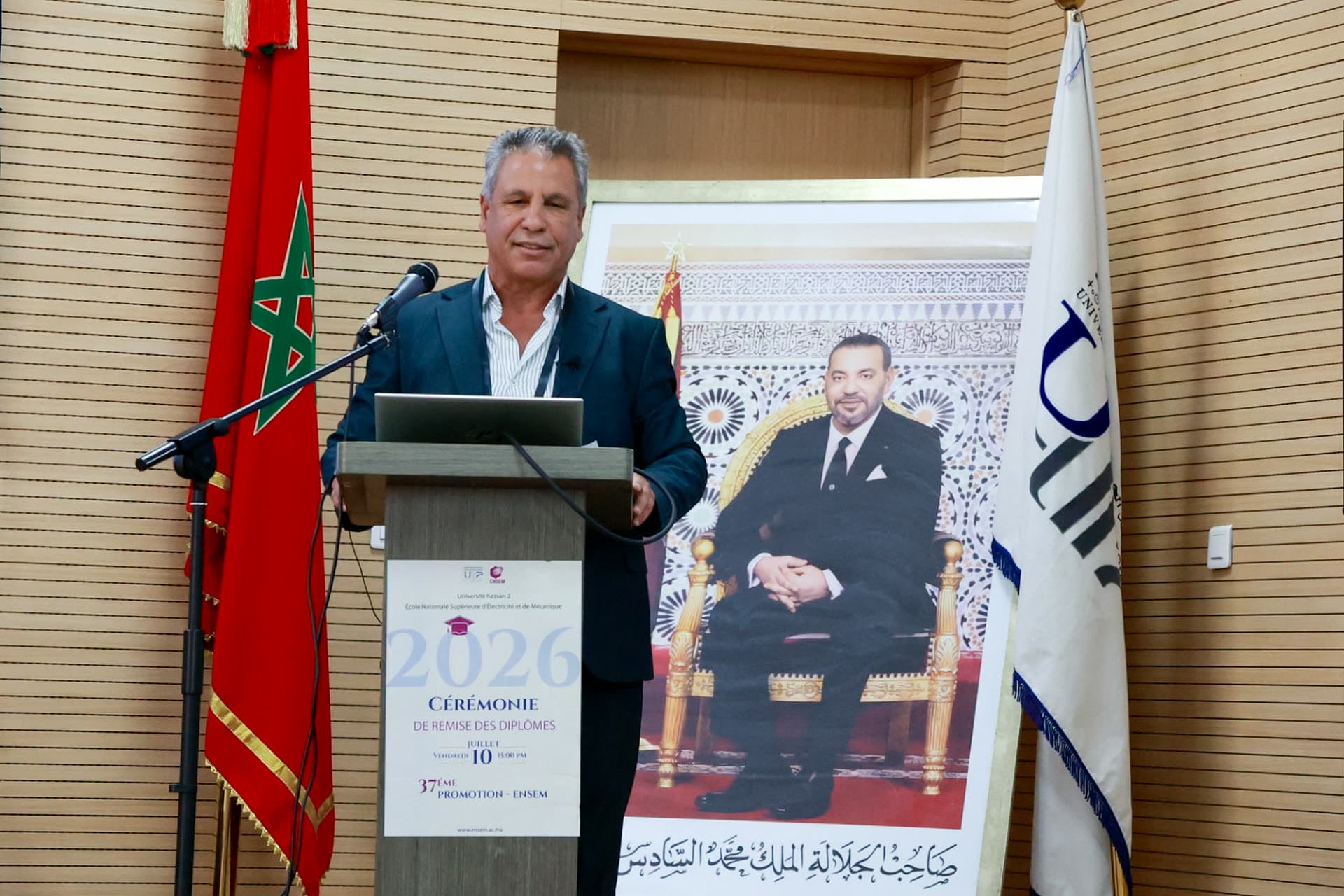 Pr. Mustapha Lkhider, UH2C Vice-President for Scientific Research, Cooperation and Partnership, addressing the participants.